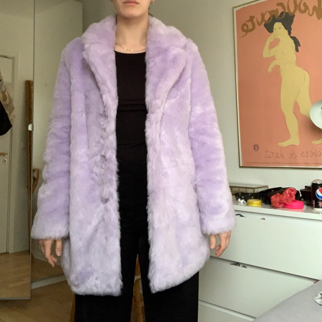 Lila pälsjacka - 90