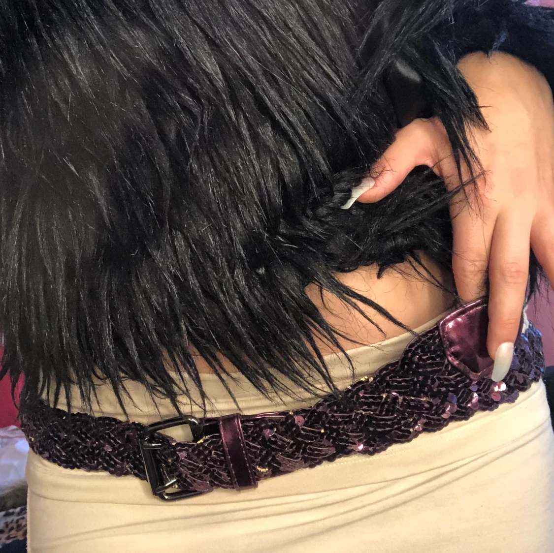 Lila skärp med paljetter - 90