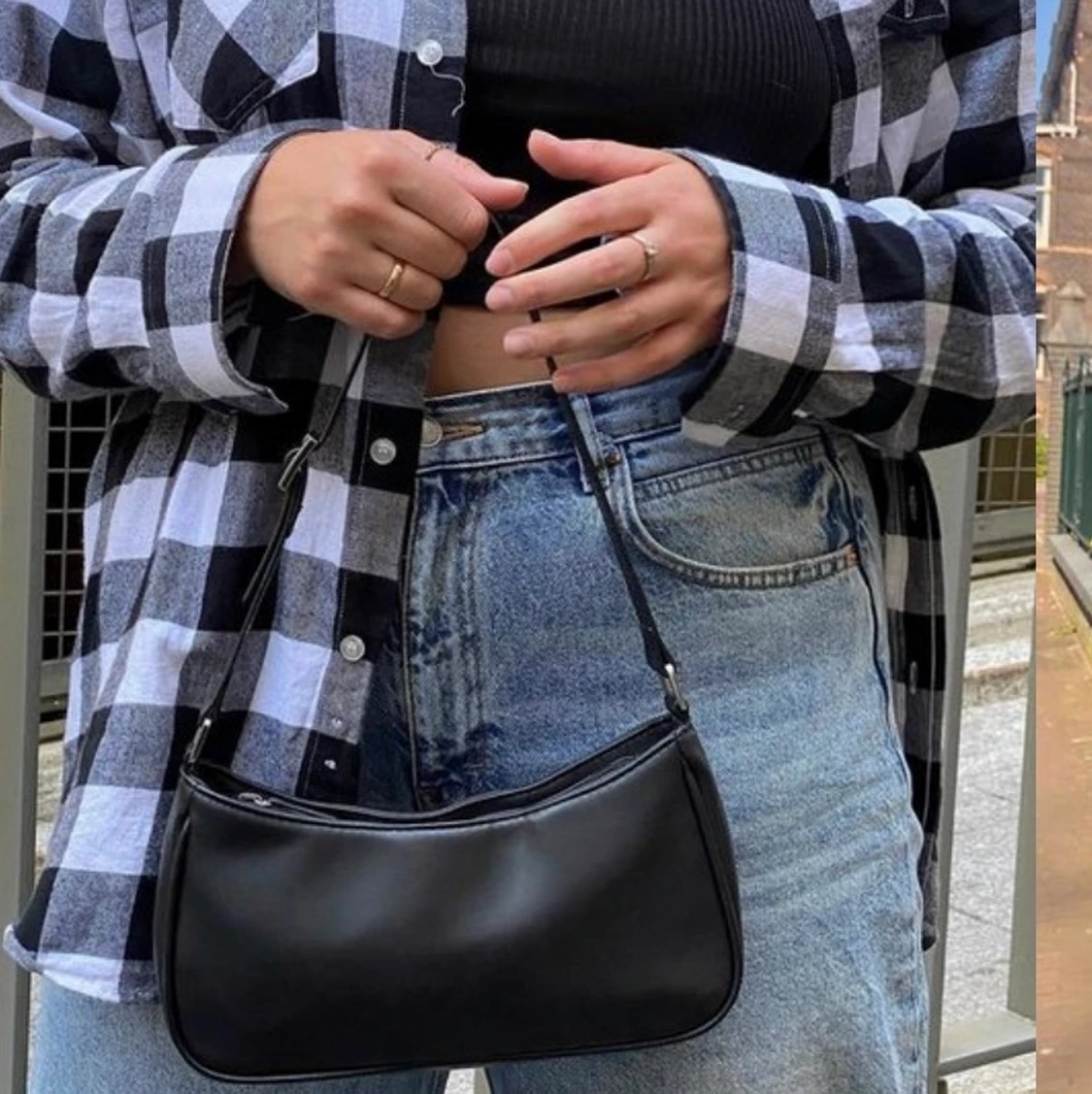 Svart baguette bag - 90