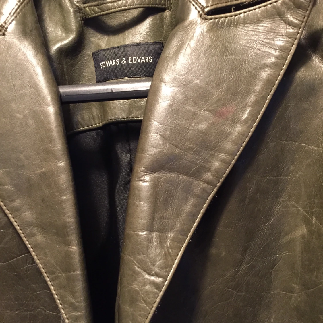 Vintage dark dark green leather jacket XS-M - 90