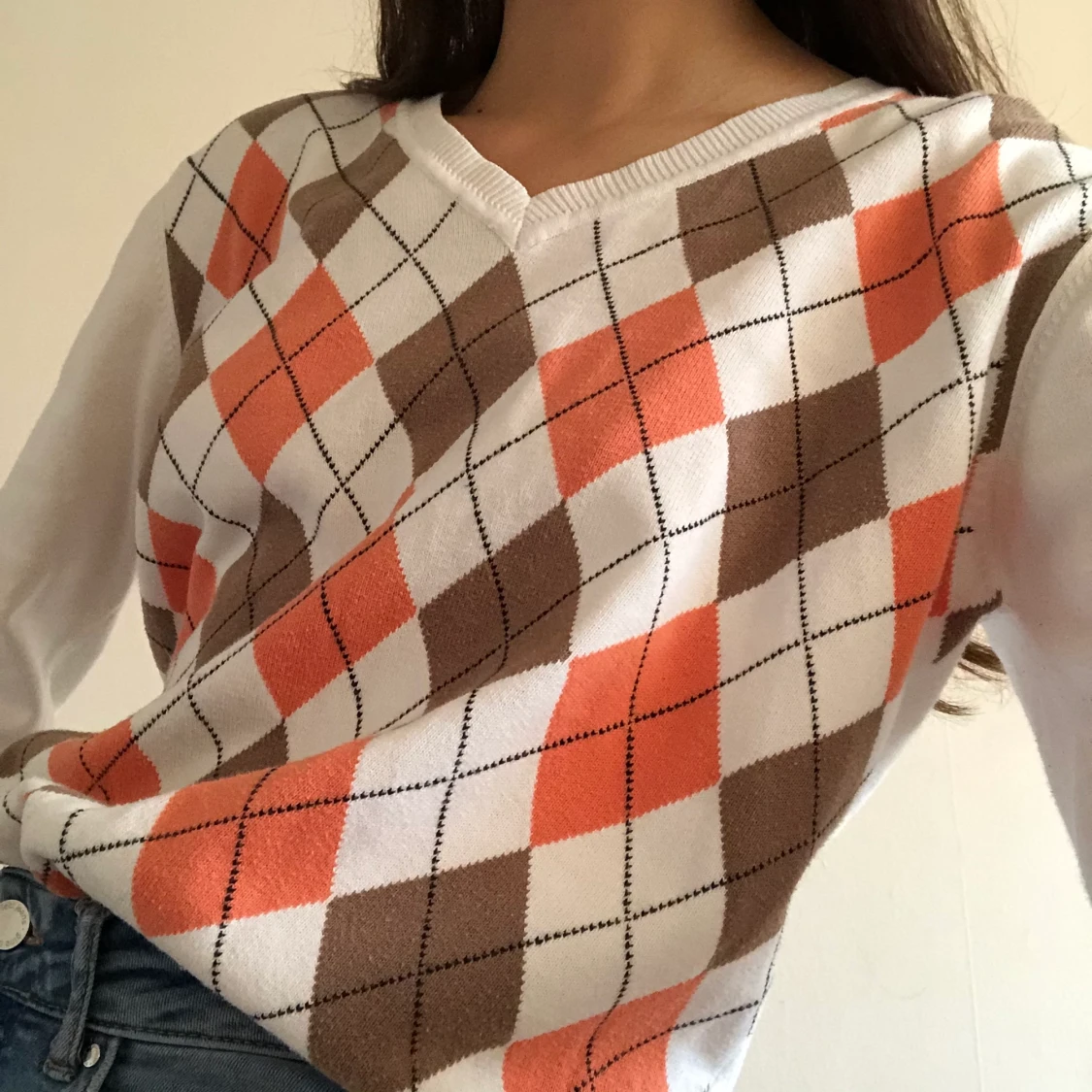 90’s Sweater Peach- och Chokladfärgad - 91