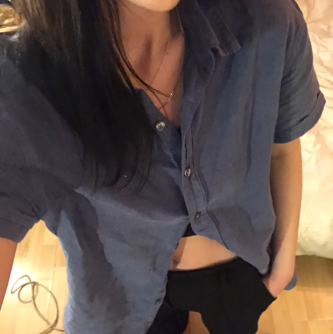 Kortärmad denimskjorta typ storlek M - 90