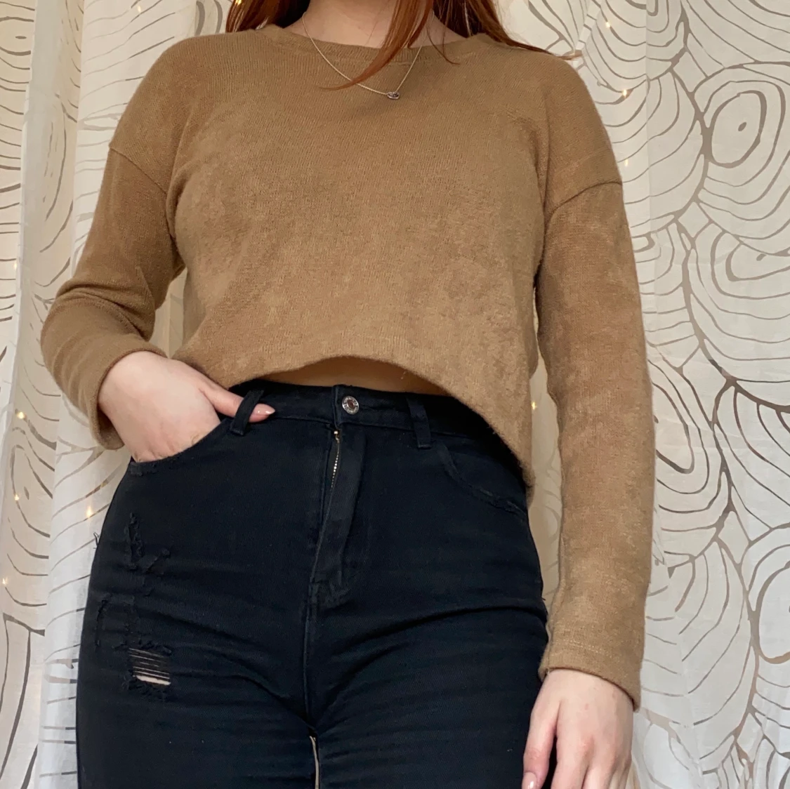 Mysig brun stickad tröja