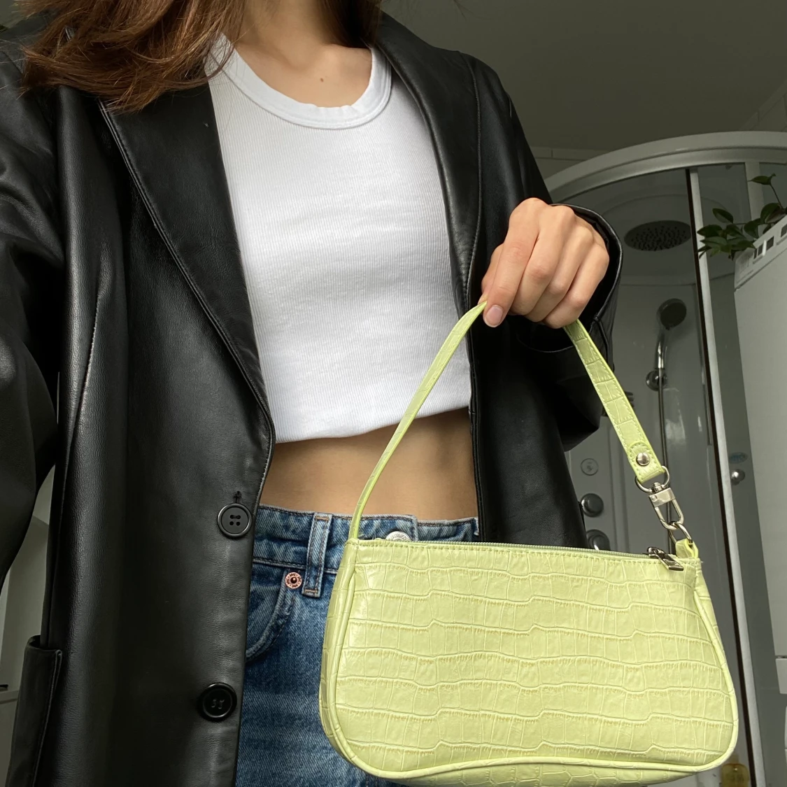 Grön baguette väska - 90