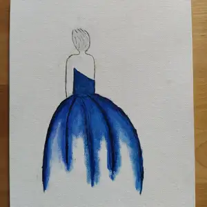 En tavla av en person med blå klänning