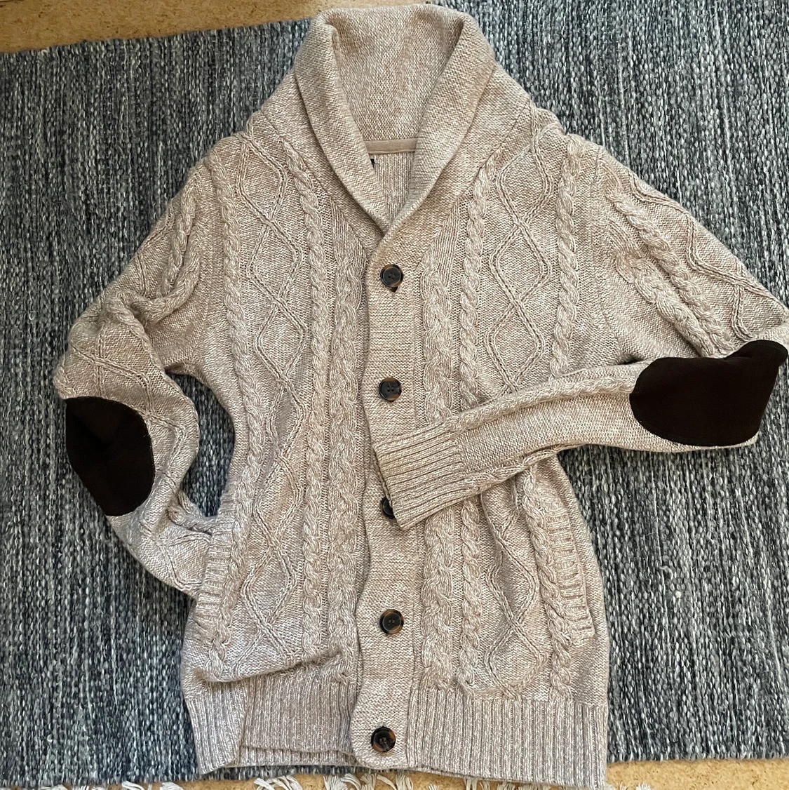 Beige cardigan i ullblandning s/m - 91
