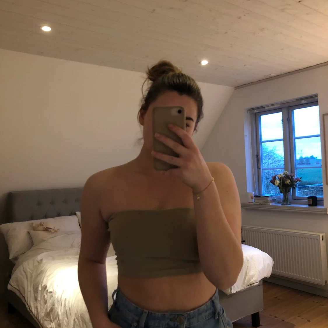 Beige bandeau topp - 90