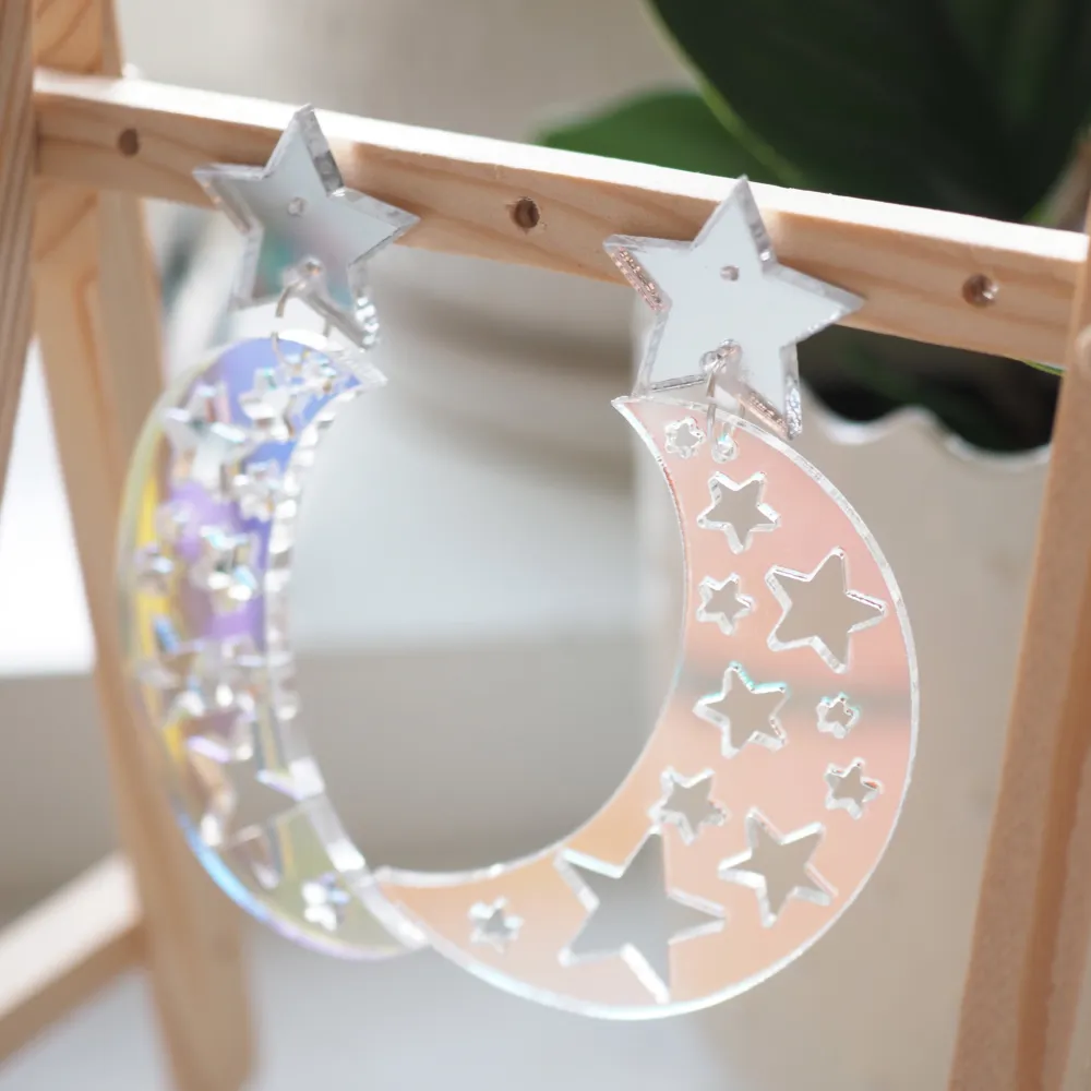 Earrings made from acrylic - light weight- colorful . Accessoarer.