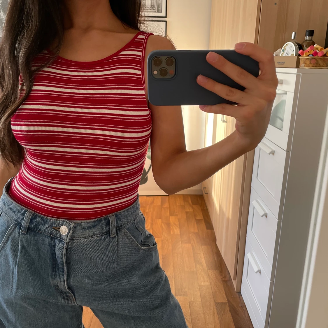 Randig bodysuit med öppen rygg