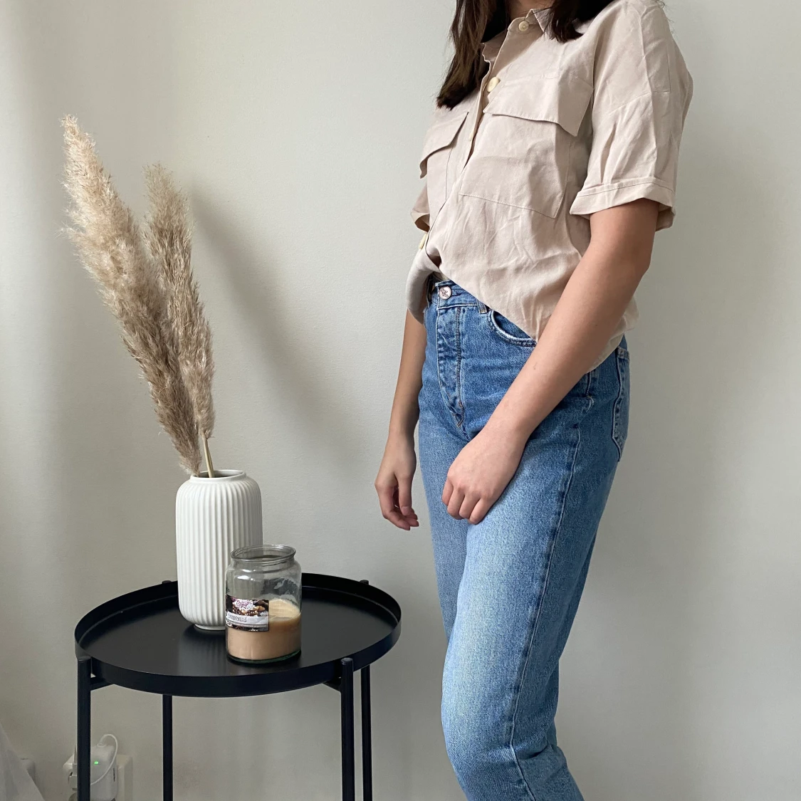 Beige safari skjorta  - 90