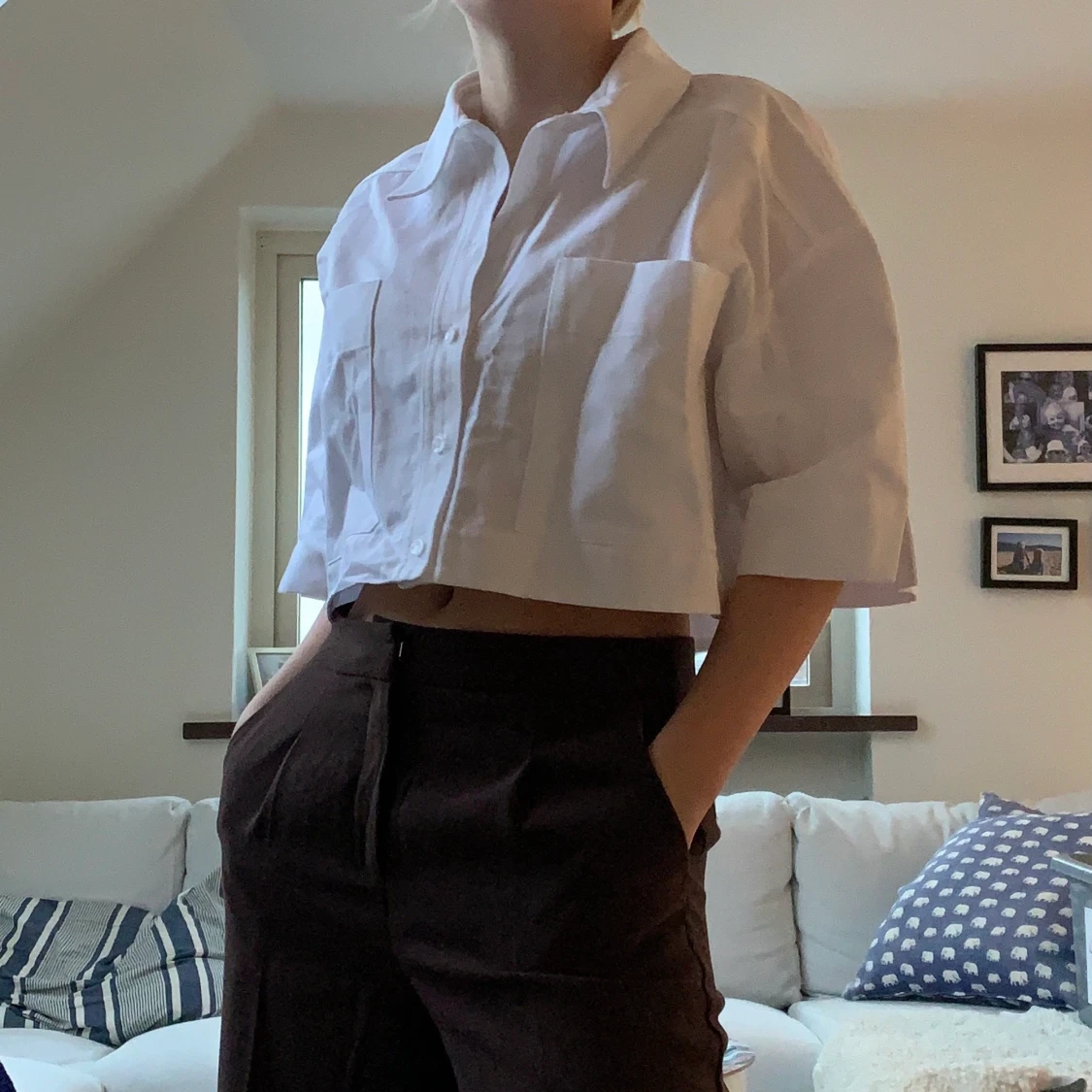 Zara croppad skjorta