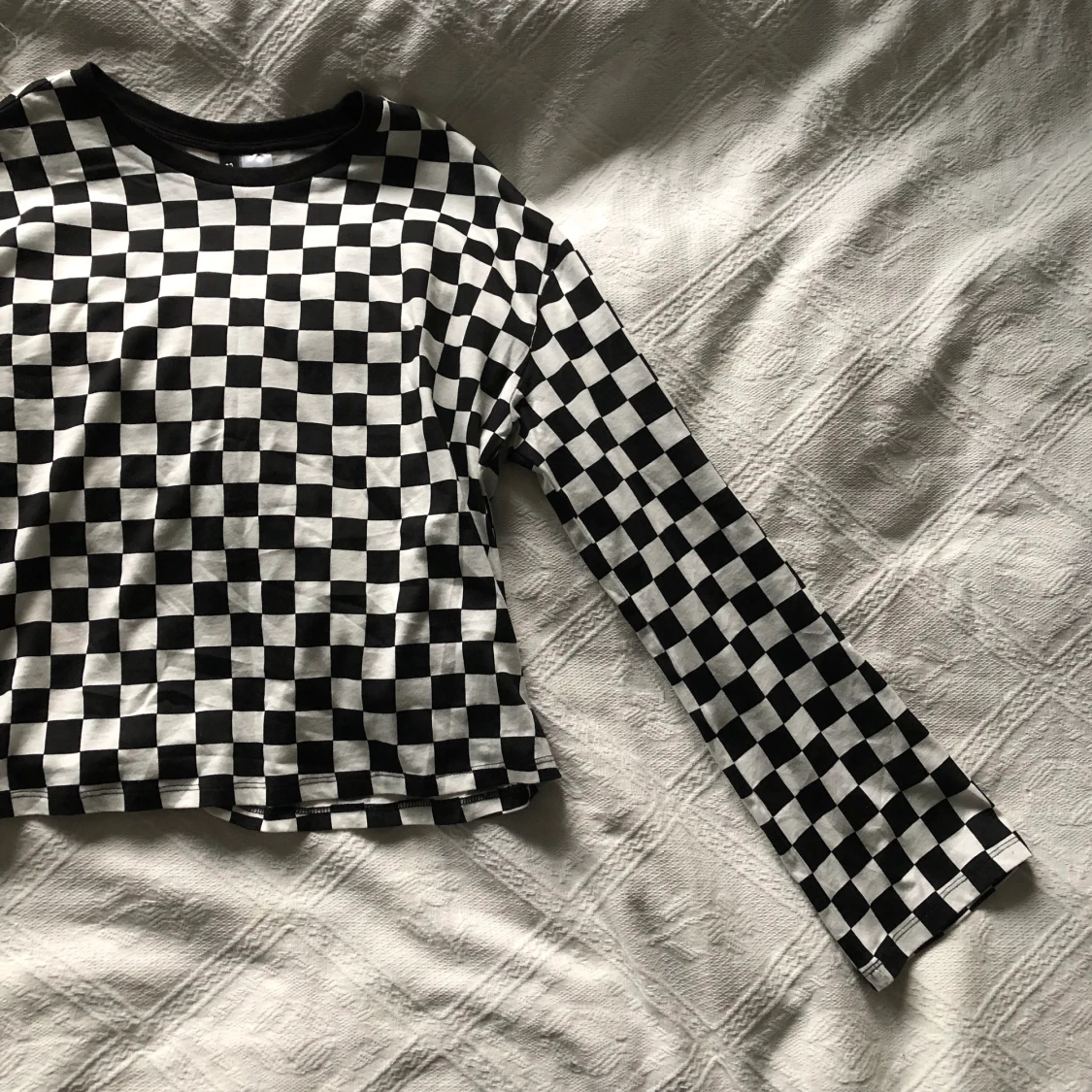 Rutig långärmad tröja  - 90