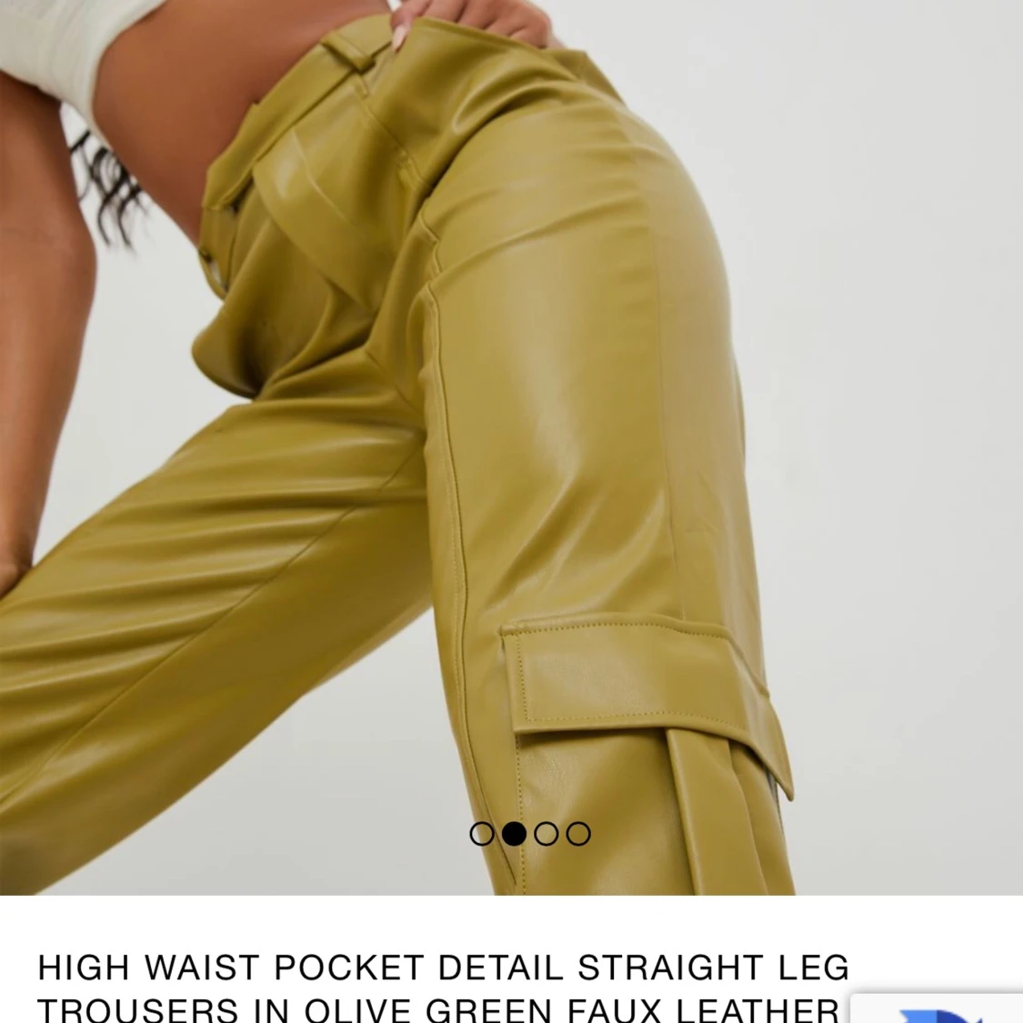 Olive green leather trousers - 90