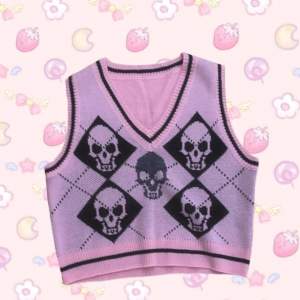 Pink kawaii goth agryle sweater vest. Very cute with a button up shirt underneath 💕