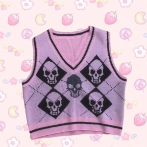 Agryle skull sweater vest - Pink kawaii goth agryle sweater vest. Very cute with a button up shirt underneath 💕