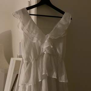Helt ny vit klänning från nelly med öppen rygg ( samma modell som den gula) i storlek 38 💗 Endast testad med lappen kvar 🤍