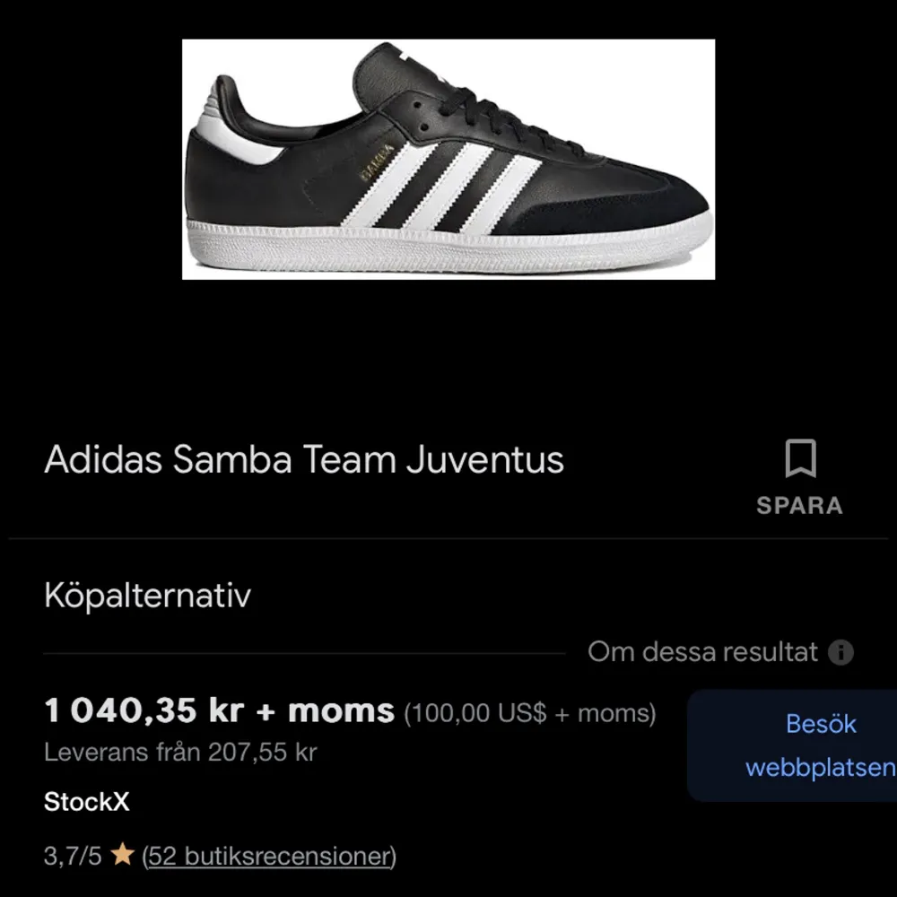 säljer mina adidas samba skor, aldrig använda🥰 säljs online för 1000kr. Skor.