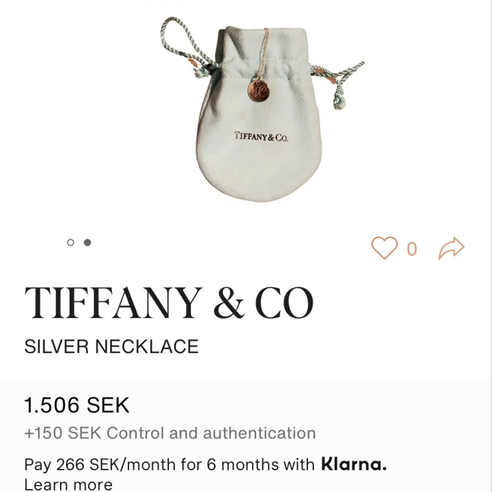 Säljer min Tiffany &Co halsband I silver. Medföljs med påsen och boxen. Annonserat på fler sidor. . Accessoarer.