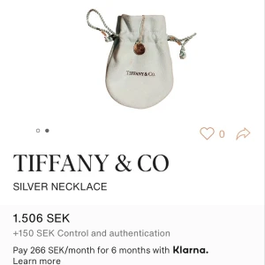 Tiffany & Co halsband  - Säljer min Tiffany &Co halsband I silver. Medföljs med påsen och boxen. Annonserat på fler sidor. 