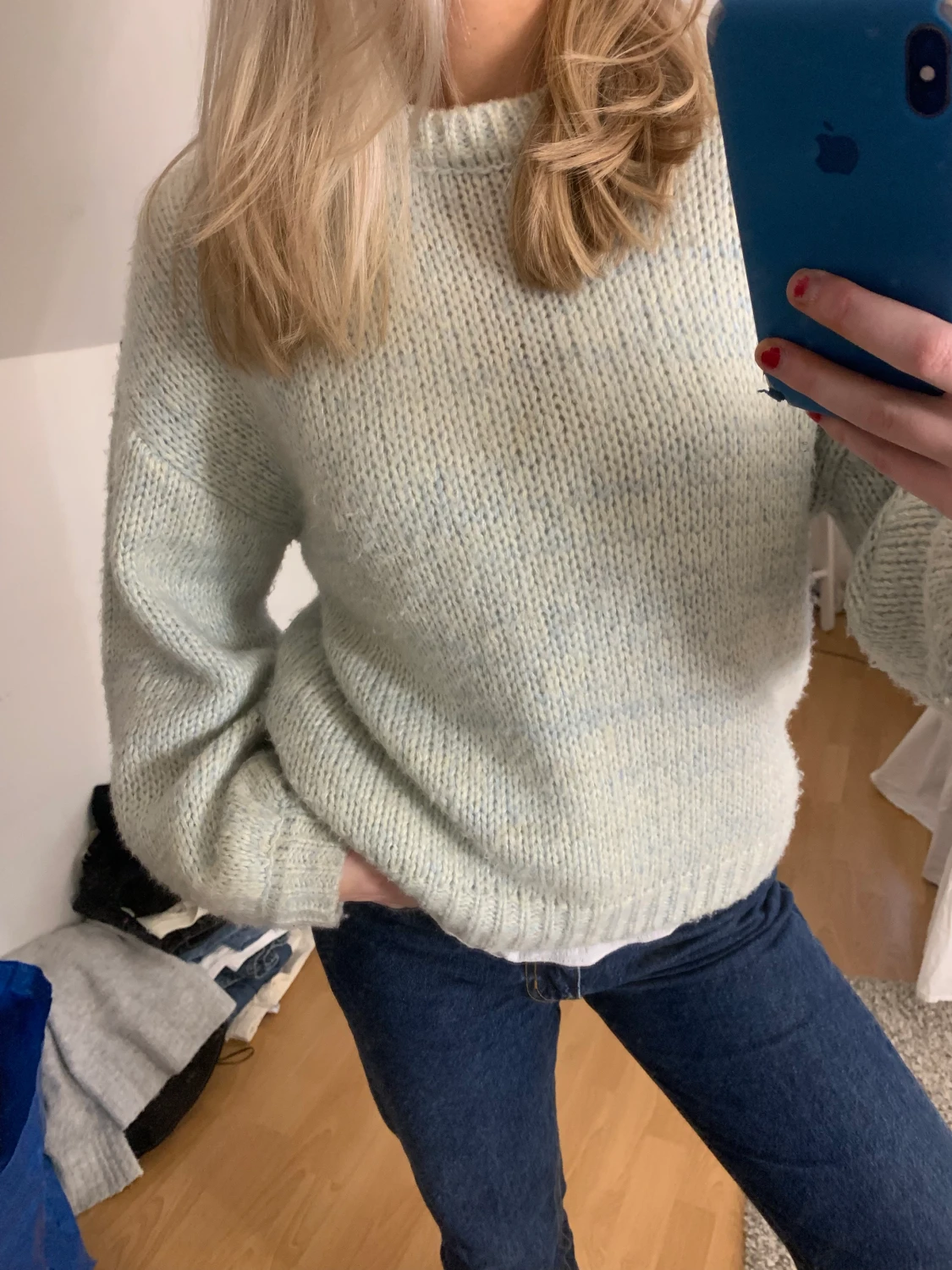 Ljusgrön stickad tröja 