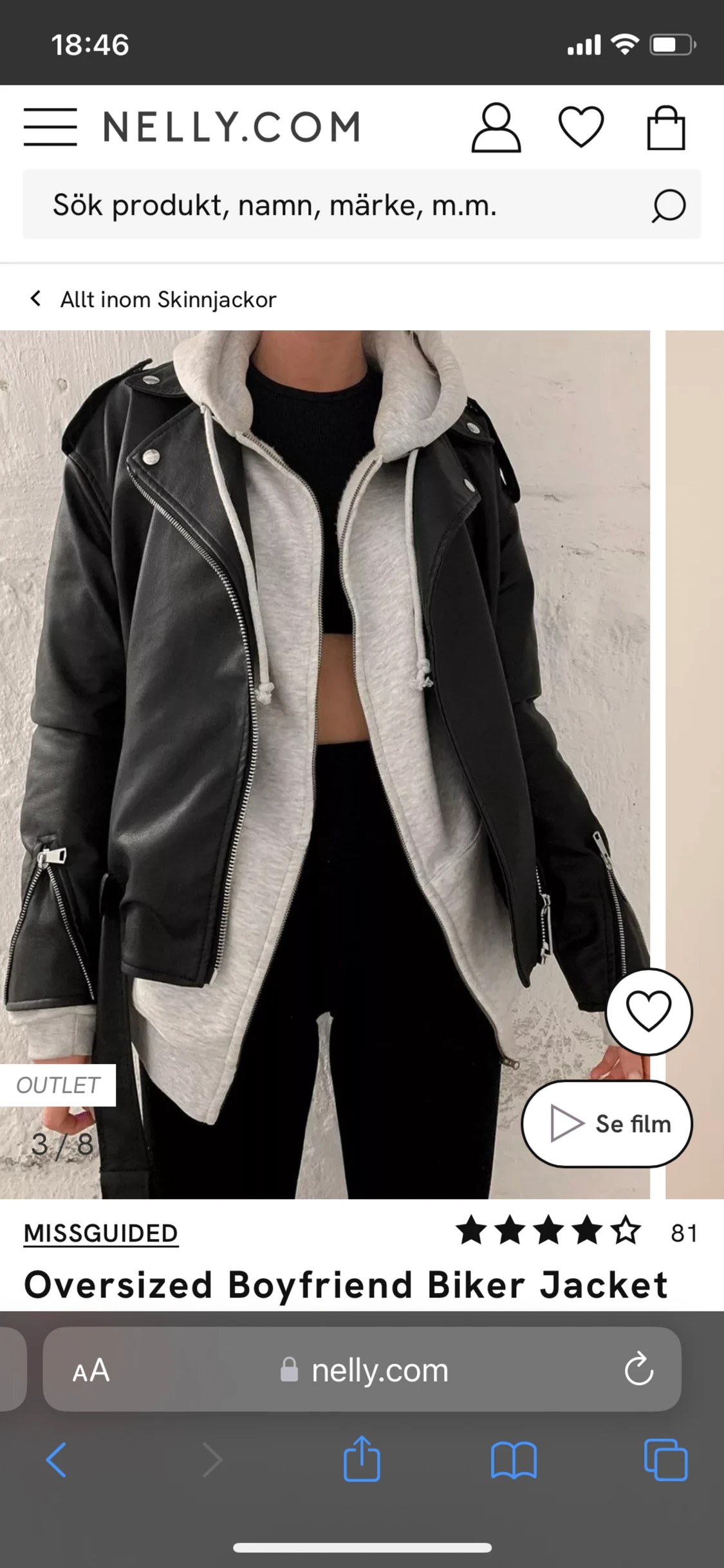 Oversized skinnjacka