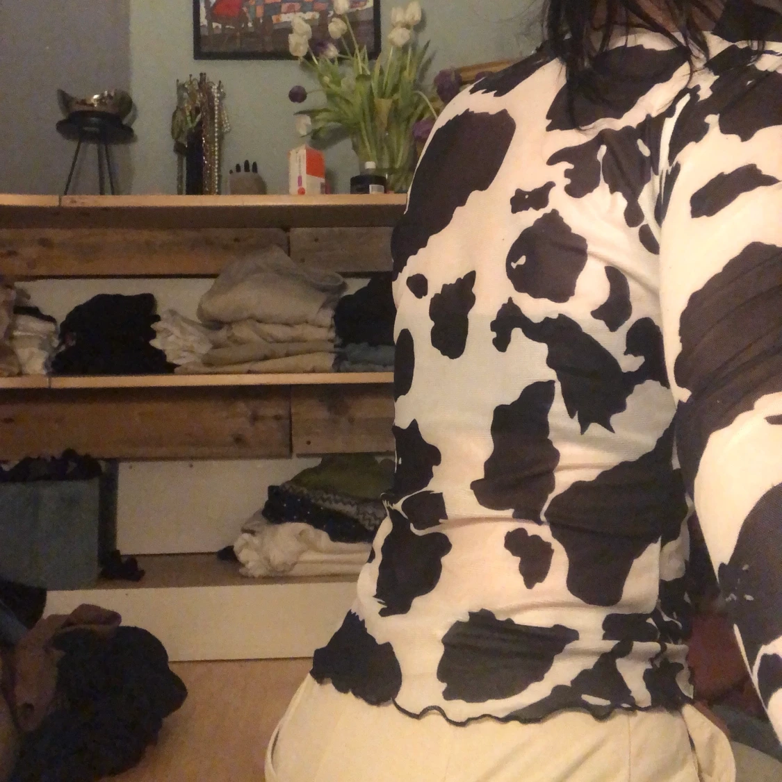 Cow-print meshtröja - 91