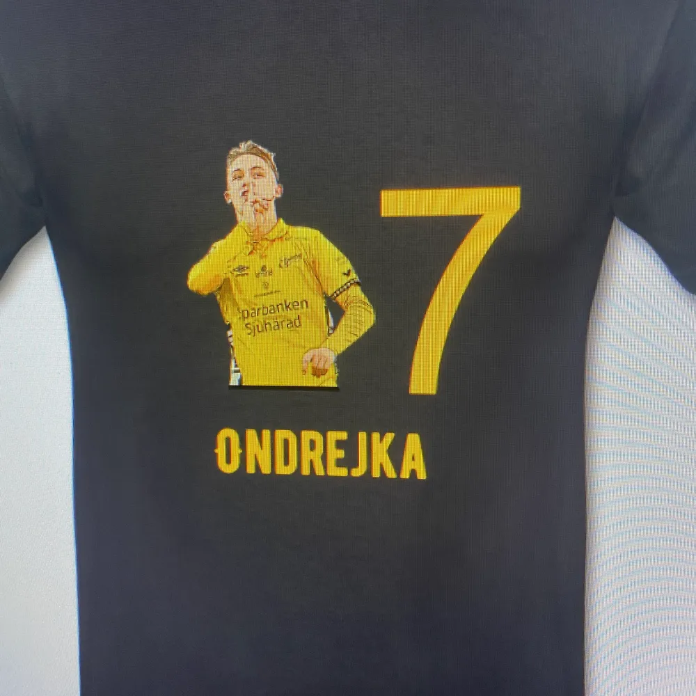 Tröjan har ett motiv av Jacob Ondrejka från Elfsborg, killen har en stor potential att bli en av Sveriges bästa spelar i framtiden och de spås att han får sitt genombrott i år. Tröjan finns i alla storlekar samt alla olika färger . T-shirts.