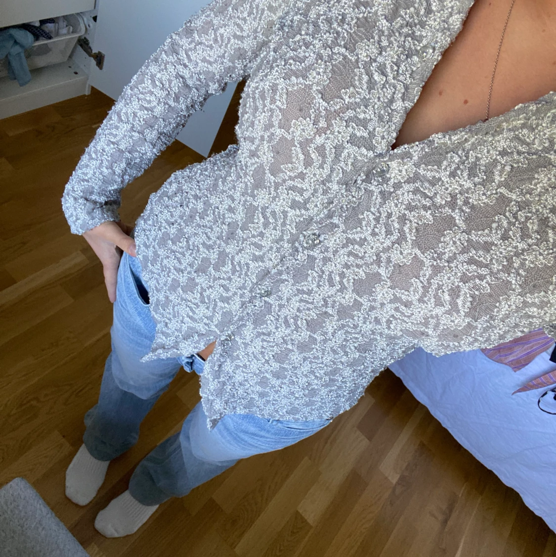 Unik blus med silvriga detaljer💖 - 91