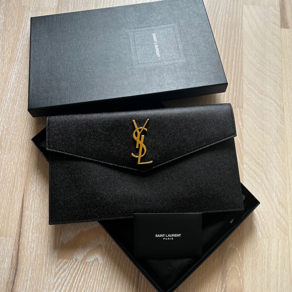 YSL uptown leather clutch bag 
