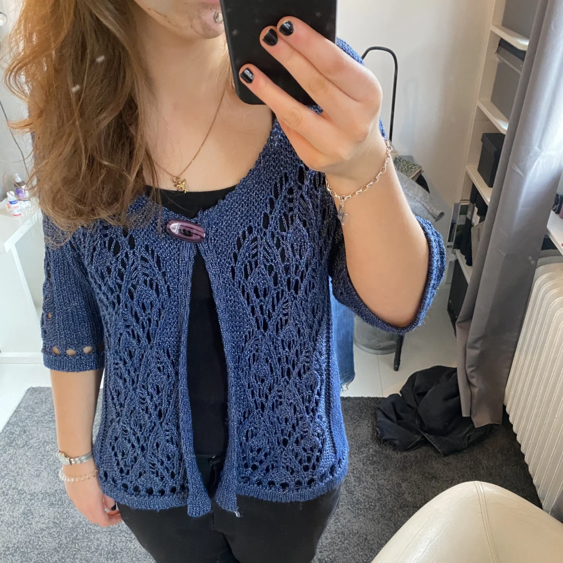 Stickad virkad kofta humana 