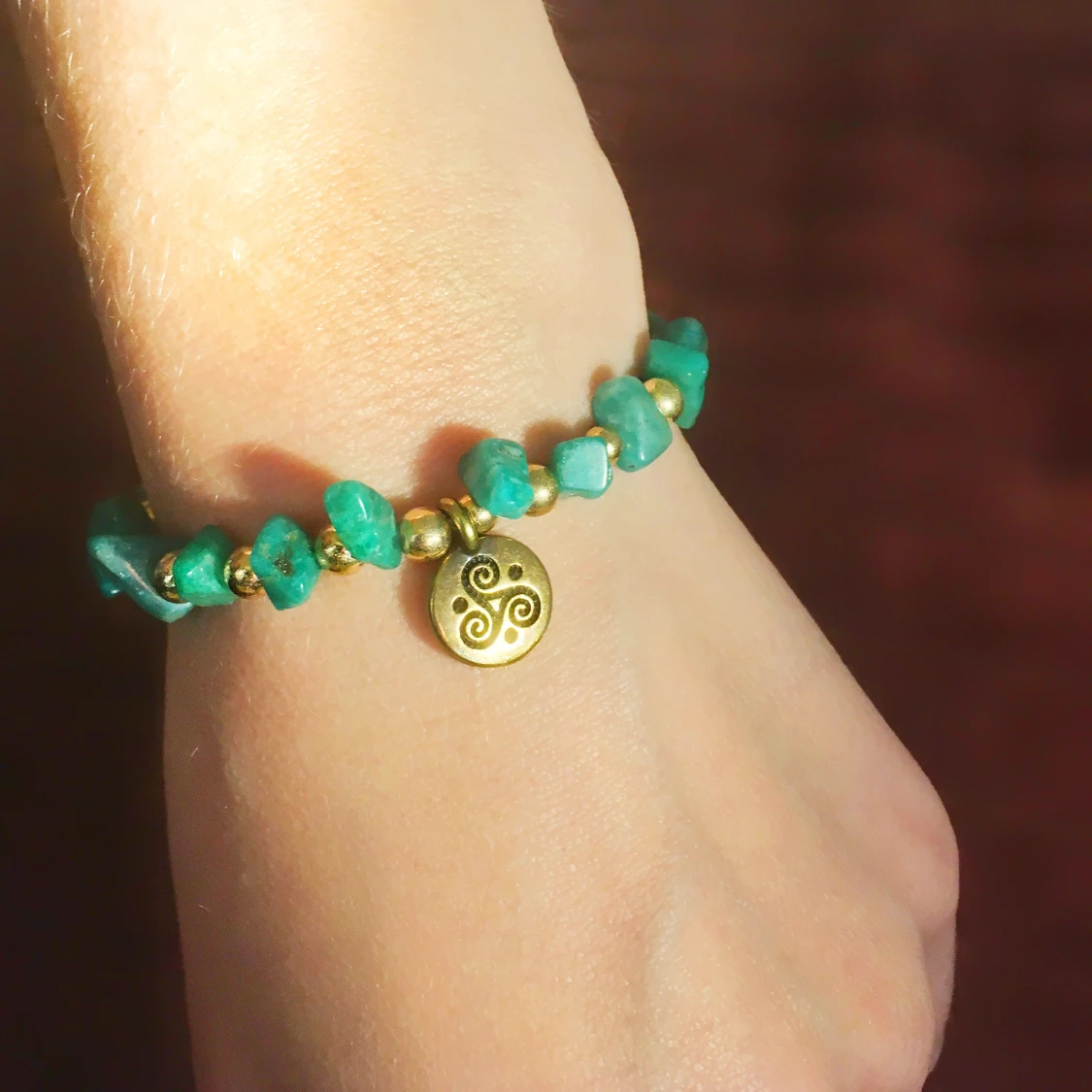 Armband Amazonite Brons Keltisk triskele - 90