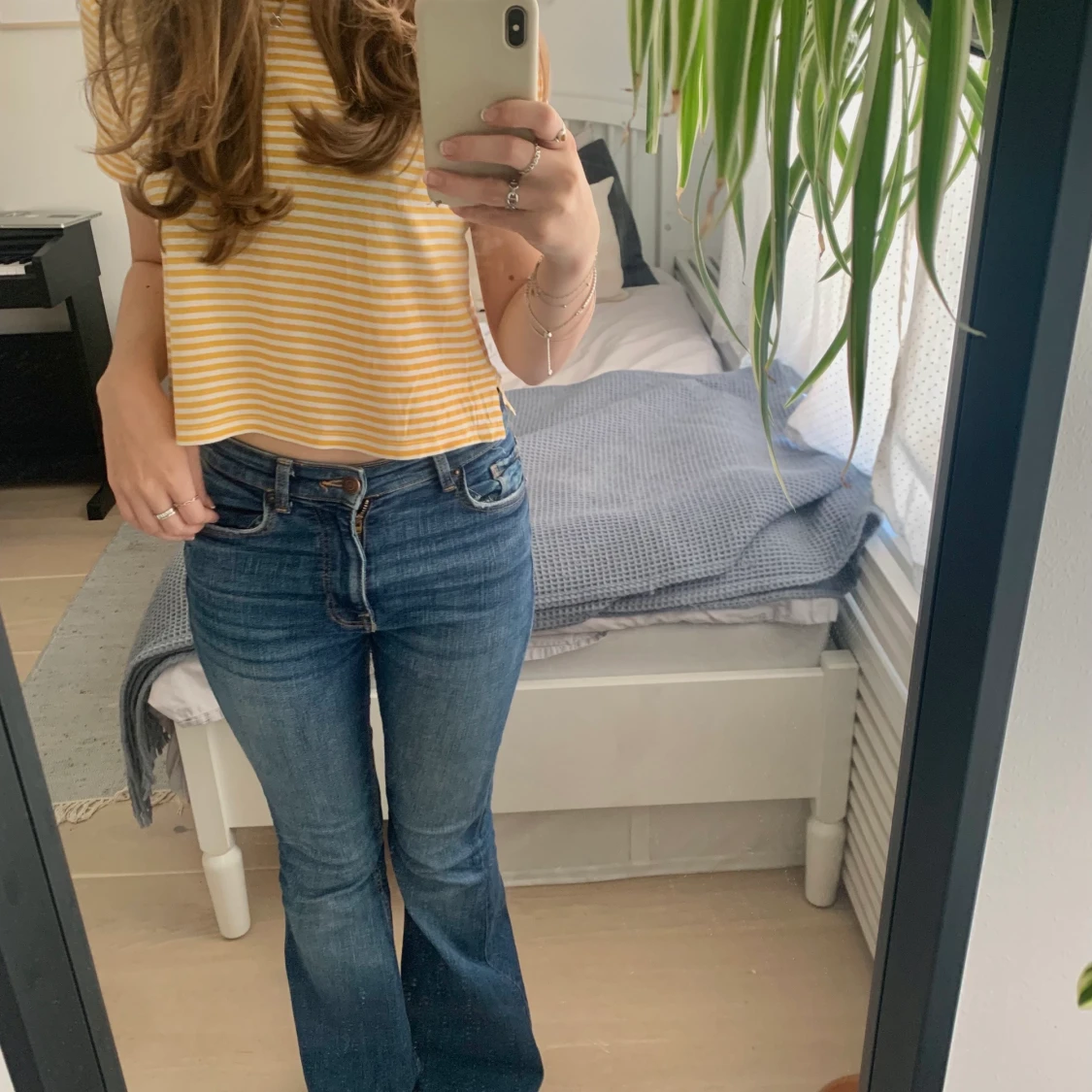 Vit och gul croppad t-Shirt   - 90