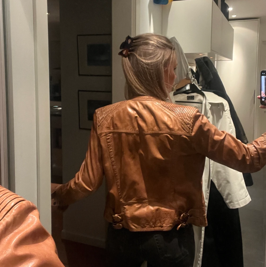 Äkta läderjacka brun! - 91