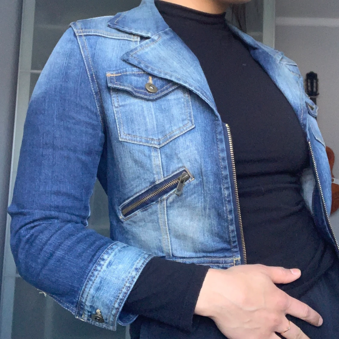 Vintage Croppad Jeansjacka 