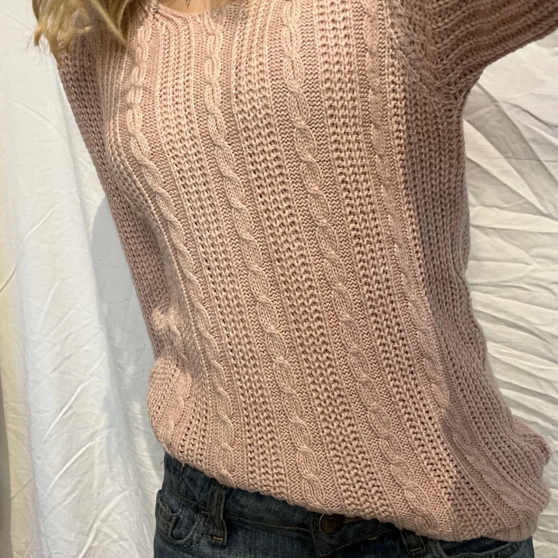 Rosa stickad tröja - 90