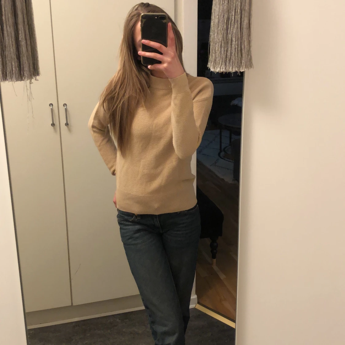 Beige stickad tröja 