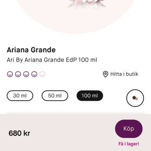 Ariana Grande parfym - Helt ny parfym från kicks, nypris 680kr och det är 100 ml. Skickar absolut fler bilder om det önskas. Endast öppnat förpackningen men inte använd alls. Så precis som ny. Köp direkt för 500kr eller högsta bud. Ariana grande Ari