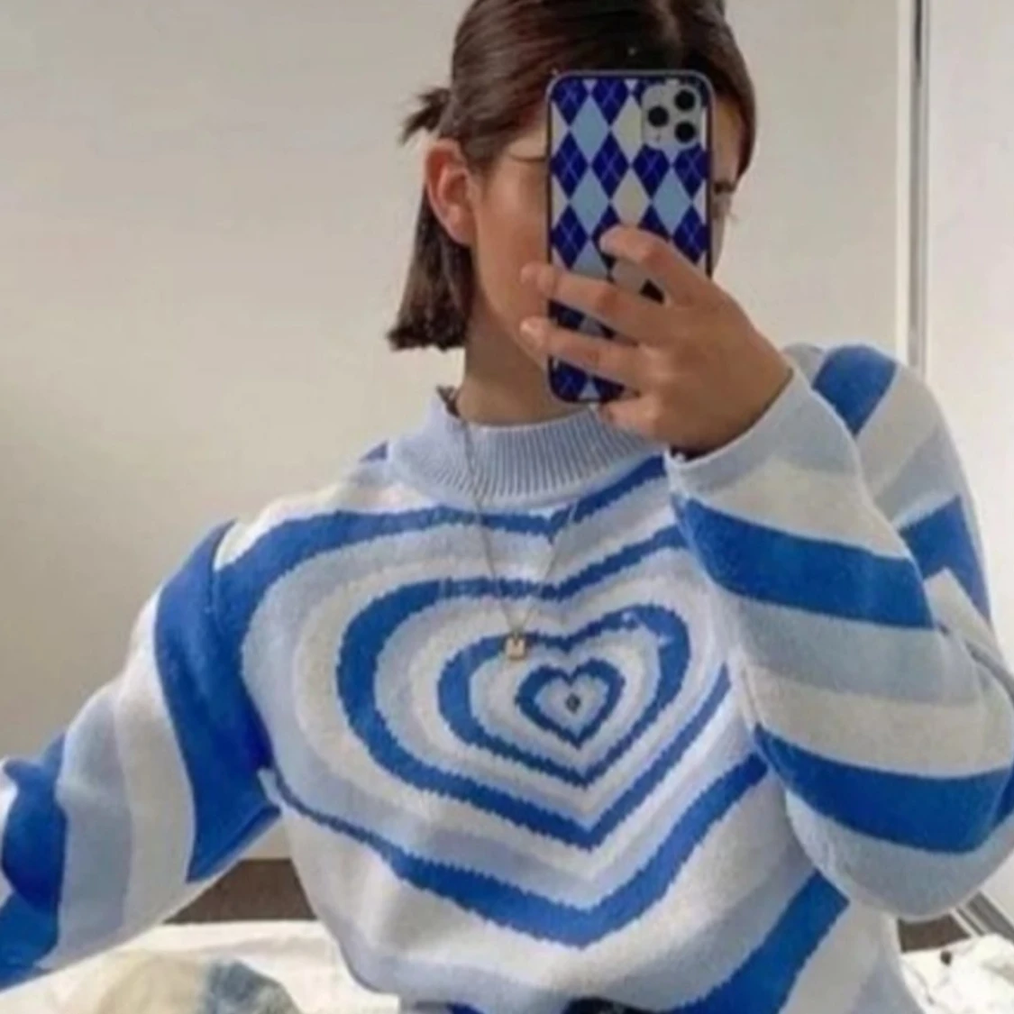 Stickad hjärttröja  - 91