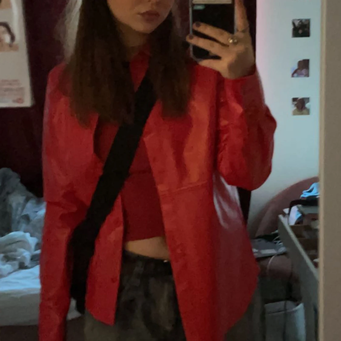 röd ”skinn”jacka💯💯 - 90