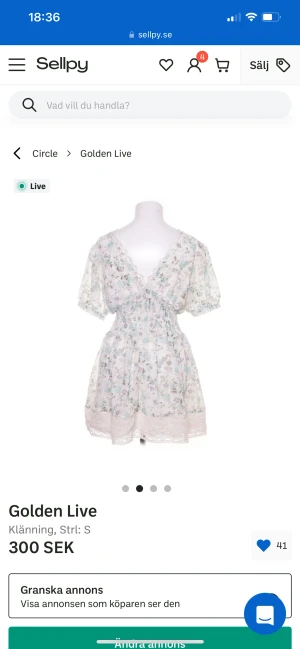 Klänning - Säljer denna klänning jag köpt på sellpy! Storlek s, Tyckte int den passade mig därav säljer jag den. Den är i nyskick med prislapp kvar!