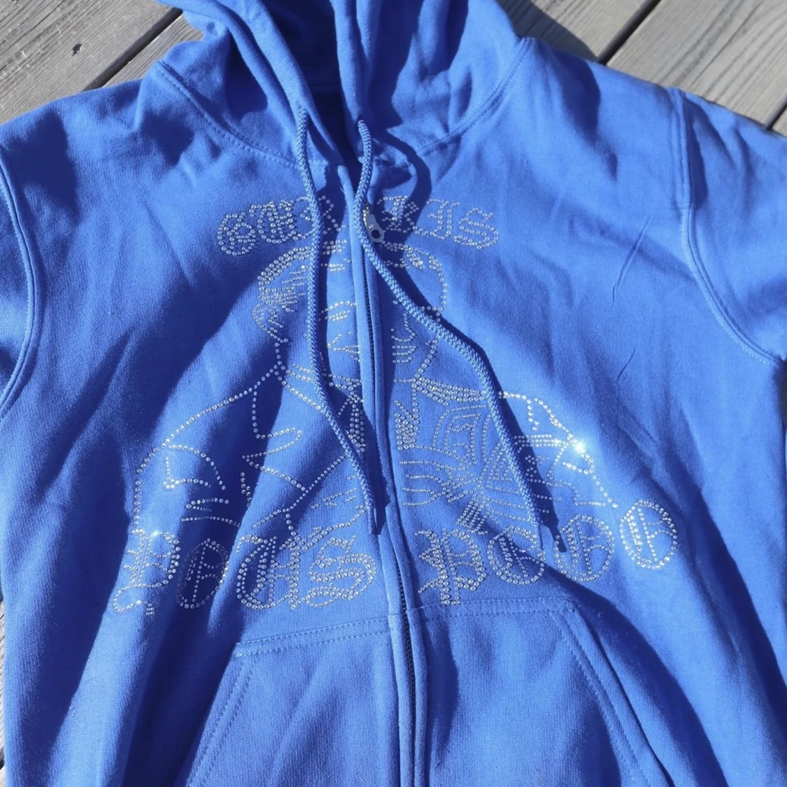 Blå zip hoodie - 90