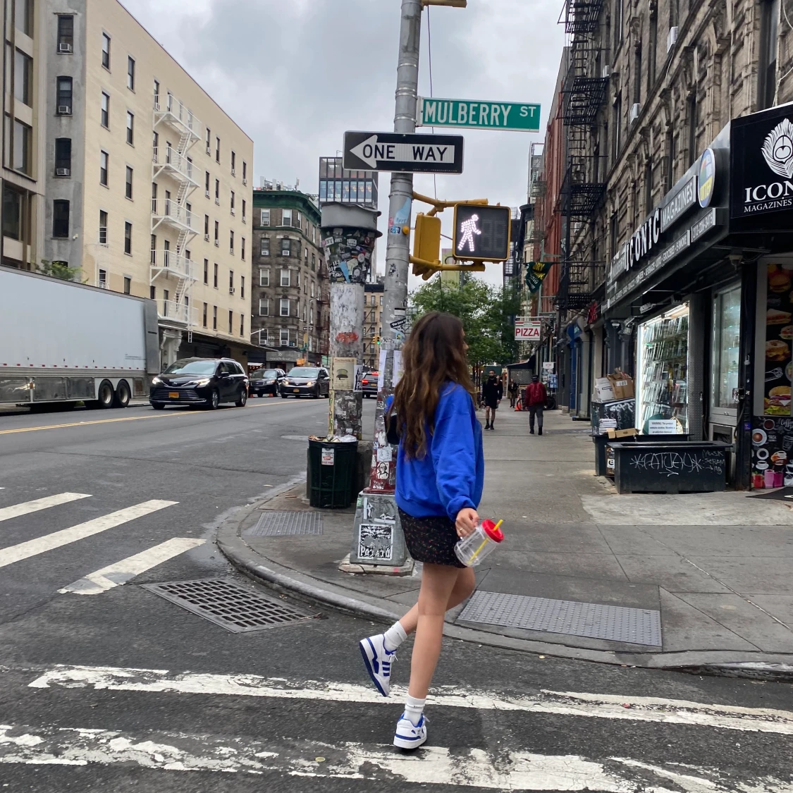 Bright blue sweatshirt