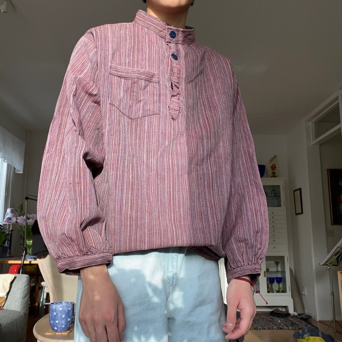 Lila randig skjorta  - 90