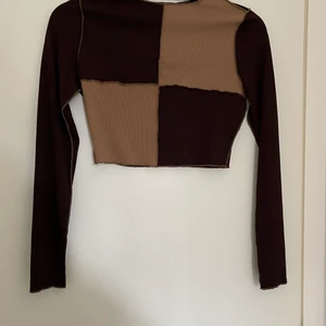 Topp Strl. S - mörkbrun/ ljusbrun topp från shein, endast testad. Strl. S