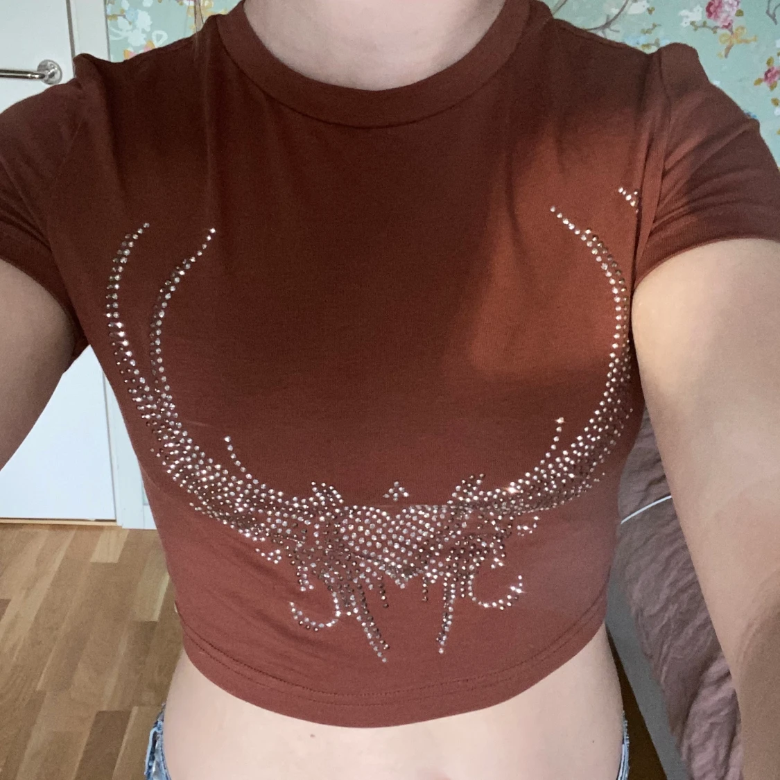 Brun glitter crop top  - 90