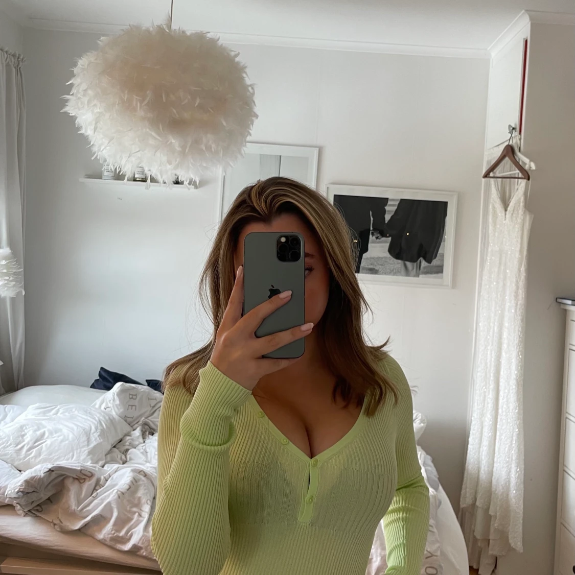 Neongrön body med knappar framtill - 90