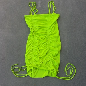 Lux LA Neon Yellow Minidress Ruched - Neon Yellow Mini Dress. Purchased Manhattan Beach, Los Angeles. Needs a wash but is in good condition.