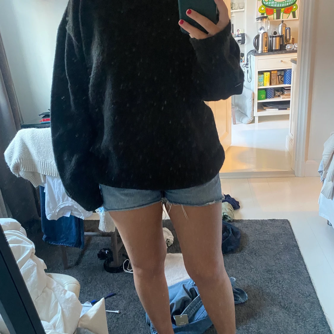 Stickad svart tröja - 90