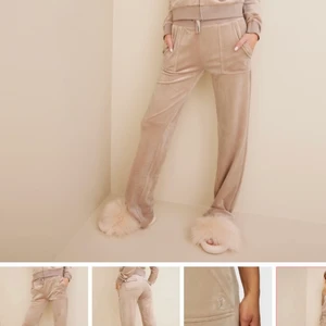 Juicy couture - Säljer mitt juicy sett i beige, ny skick andvänt Max 5 gånger, byxorna är i storlek xxs och tröjan i s, säljer inte separat! Köptes för 2100 kr