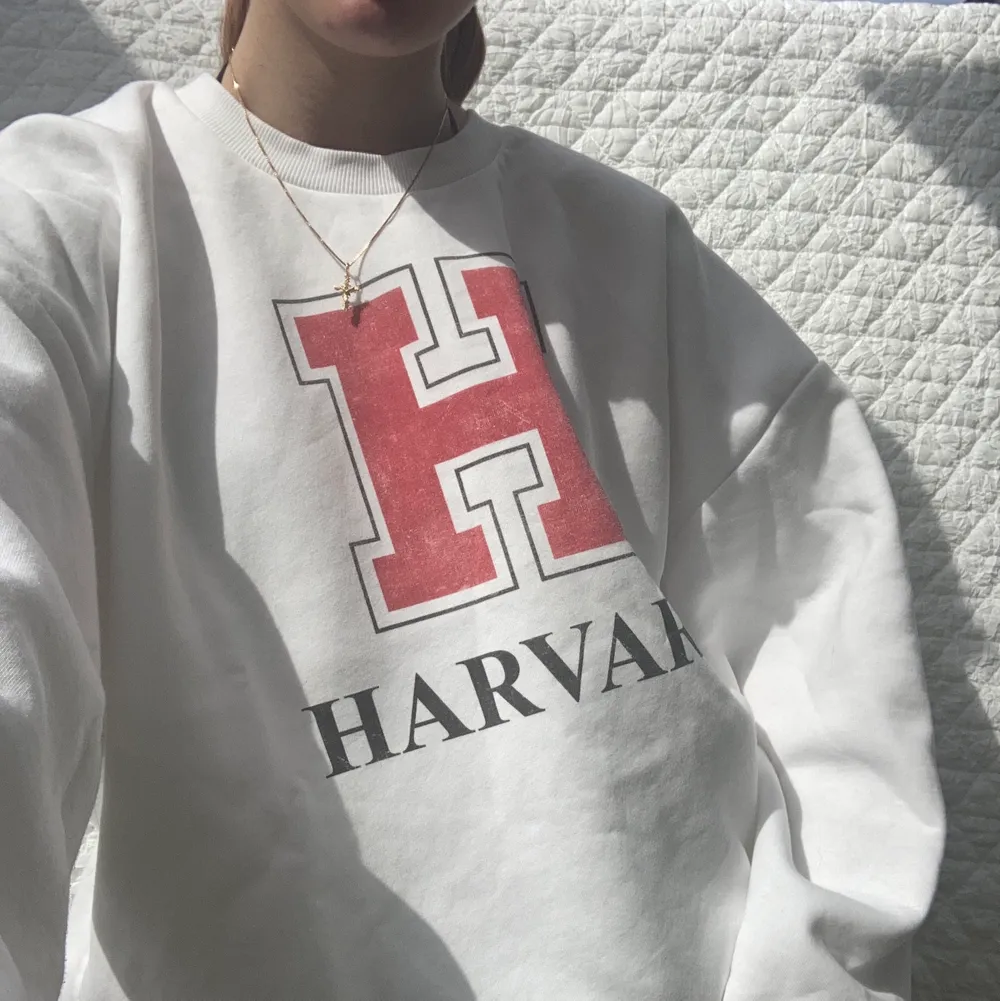 Säljer den här snygga oversized Harvard hoodien! Det står XL men det passar oversized på mig som är S/XS! Den är i nyskick!🌷. Tröjor & Koftor.